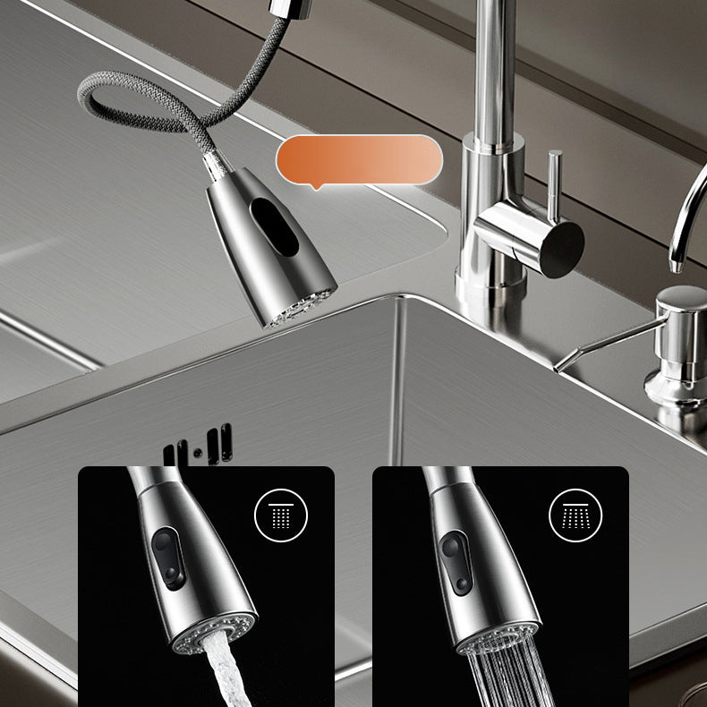 Contemporary Style Kitchen Sink Stainless Steel Double Kitchen Sink Clearhalo 'Home Improvement' 'home_improvement' 'home_improvement_kitchen_sinks' 'Kitchen Remodel & Kitchen Fixtures' 'Kitchen Sinks & Faucet Components' 'Kitchen Sinks' 'kitchen_sinks' 6849174