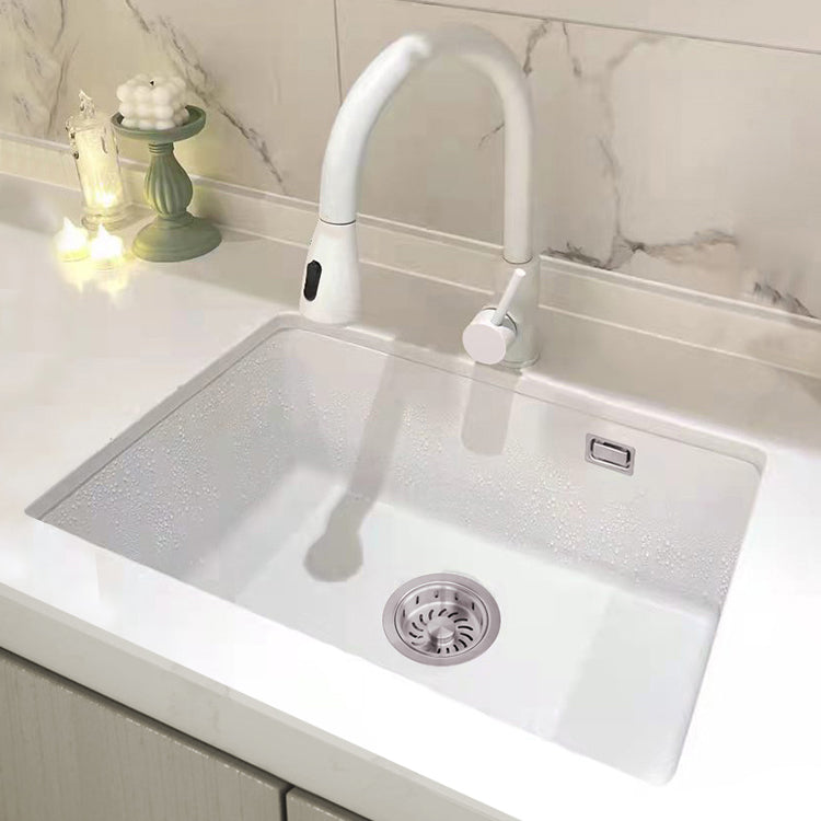 Classic Quartz Single Basin Sink Undermount Kitchen Sink with Faucet Clearhalo 'Home Improvement' 'home_improvement' 'home_improvement_kitchen_sinks' 'Kitchen Remodel & Kitchen Fixtures' 'Kitchen Sinks & Faucet Components' 'Kitchen Sinks' 'kitchen_sinks' 6849185
