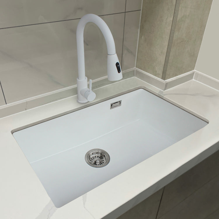 Classic Quartz Single Basin Sink Undermount Kitchen Sink with Faucet Clearhalo 'Home Improvement' 'home_improvement' 'home_improvement_kitchen_sinks' 'Kitchen Remodel & Kitchen Fixtures' 'Kitchen Sinks & Faucet Components' 'Kitchen Sinks' 'kitchen_sinks' 6849187