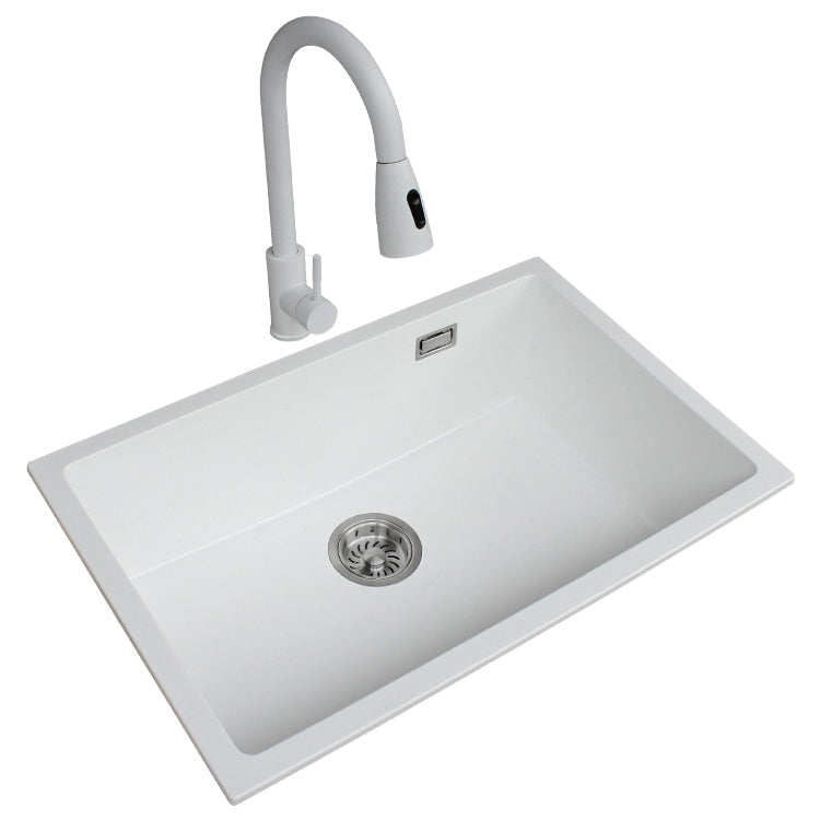 Classic Quartz Single Basin Sink Undermount Kitchen Sink with Faucet Clearhalo 'Home Improvement' 'home_improvement' 'home_improvement_kitchen_sinks' 'Kitchen Remodel & Kitchen Fixtures' 'Kitchen Sinks & Faucet Components' 'Kitchen Sinks' 'kitchen_sinks' 6849191