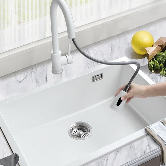 Classic Quartz Single Basin Sink Undermount Kitchen Sink with Faucet Clearhalo 'Home Improvement' 'home_improvement' 'home_improvement_kitchen_sinks' 'Kitchen Remodel & Kitchen Fixtures' 'Kitchen Sinks & Faucet Components' 'Kitchen Sinks' 'kitchen_sinks' 6849193