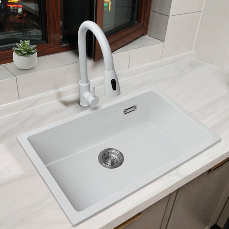 Classic Quartz Single Basin Sink Undermount Kitchen Sink with Faucet Clearhalo 'Home Improvement' 'home_improvement' 'home_improvement_kitchen_sinks' 'Kitchen Remodel & Kitchen Fixtures' 'Kitchen Sinks & Faucet Components' 'Kitchen Sinks' 'kitchen_sinks' 6849199