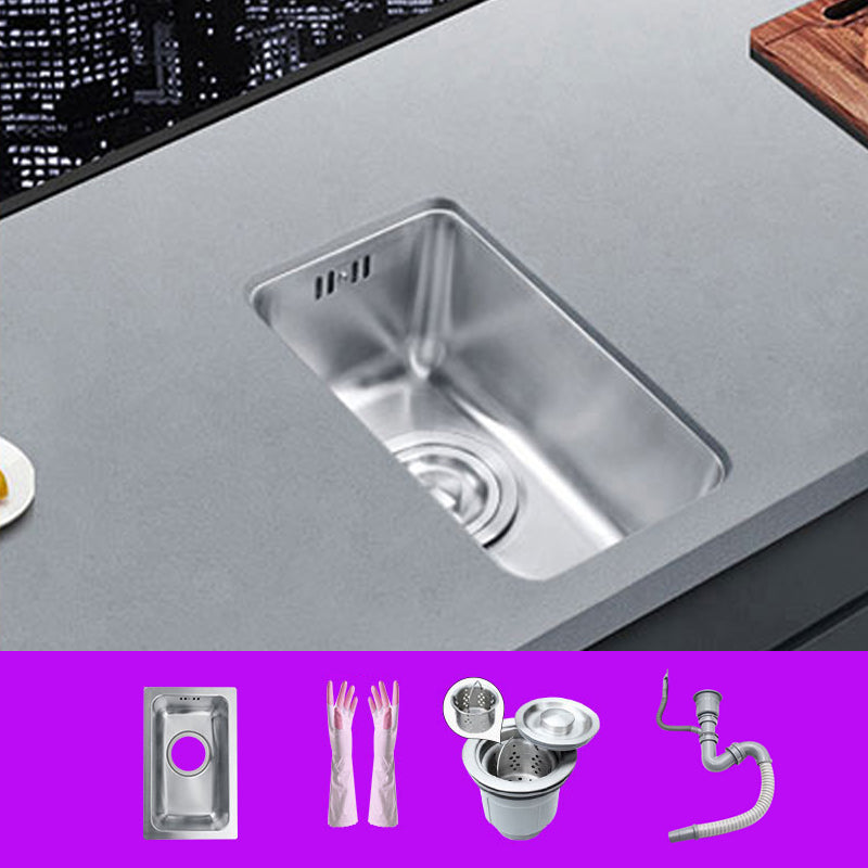 Rectangle Stainless Steel Sink Single Bowl Modern Kitchen Sink with Strainer 13"L x 8"W x 6"H Sink with Drain Assembly None Clearhalo 'Home Improvement' 'home_improvement' 'home_improvement_kitchen_sinks' 'Kitchen Remodel & Kitchen Fixtures' 'Kitchen Sinks & Faucet Components' 'Kitchen Sinks' 'kitchen_sinks' 6849209