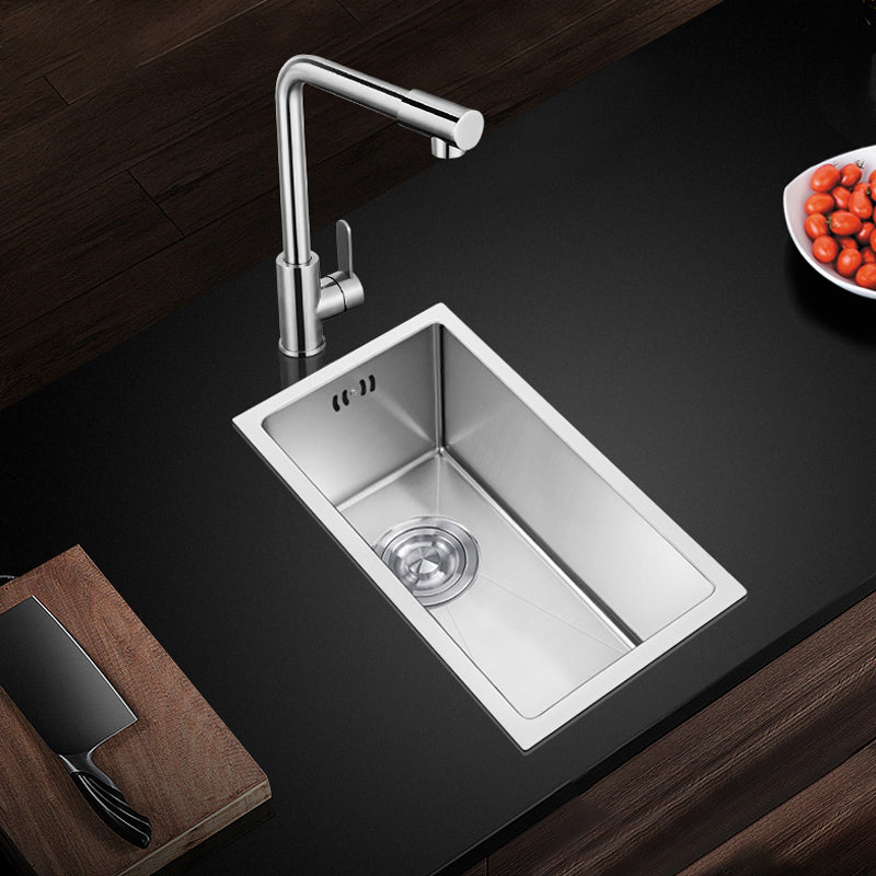 Rectangle Stainless Steel Sink Single Bowl Modern Kitchen Sink with Strainer Clearhalo 'Home Improvement' 'home_improvement' 'home_improvement_kitchen_sinks' 'Kitchen Remodel & Kitchen Fixtures' 'Kitchen Sinks & Faucet Components' 'Kitchen Sinks' 'kitchen_sinks' 6849211