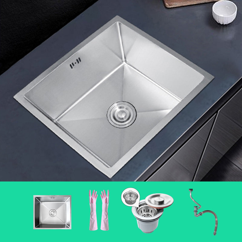 Rectangle Stainless Steel Sink Single Bowl Modern Kitchen Sink with Strainer Sink with Drain Assembly None Clearhalo 'Home Improvement' 'home_improvement' 'home_improvement_kitchen_sinks' 'Kitchen Remodel & Kitchen Fixtures' 'Kitchen Sinks & Faucet Components' 'Kitchen Sinks' 'kitchen_sinks' 6849214