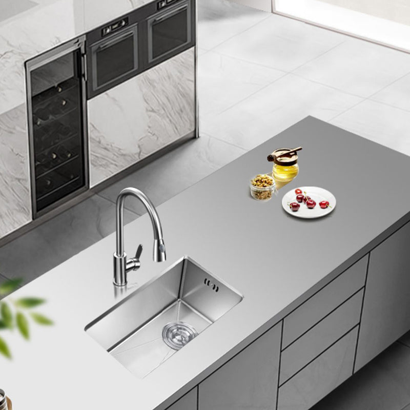 Rectangle Stainless Steel Sink Single Bowl Modern Kitchen Sink with Strainer Clearhalo 'Home Improvement' 'home_improvement' 'home_improvement_kitchen_sinks' 'Kitchen Remodel & Kitchen Fixtures' 'Kitchen Sinks & Faucet Components' 'Kitchen Sinks' 'kitchen_sinks' 6849218
