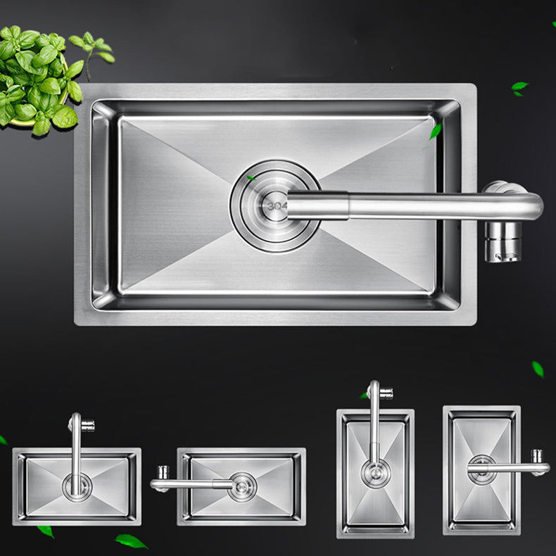 Rectangle Stainless Steel Sink Single Bowl Modern Kitchen Sink with Strainer Clearhalo 'Home Improvement' 'home_improvement' 'home_improvement_kitchen_sinks' 'Kitchen Remodel & Kitchen Fixtures' 'Kitchen Sinks & Faucet Components' 'Kitchen Sinks' 'kitchen_sinks' 6849220