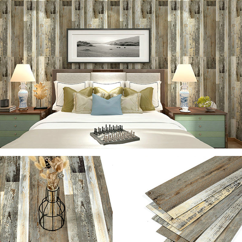 Farmhouse Tin Backsplash Paneling Smooth Wall Ceiling Wood Board Set of 1 White-Brown Clearhalo 'Flooring 'Home Improvement' 'home_improvement' 'home_improvement_wall_paneling' 'Wall Paneling' 'wall_paneling' 'Walls & Ceilings' Walls and Ceiling' 6849269