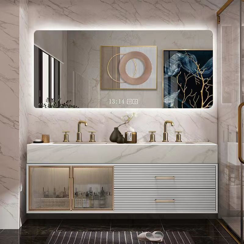 Modern Wall-Mounted Vanity Sink Bathroom Vanity Cabinet with Mirror Cabinet Clearhalo 'Bathroom Remodel & Bathroom Fixtures' 'Bathroom Vanities' 'bathroom_vanities' 'Home Improvement' 'home_improvement' 'home_improvement_bathroom_vanities' 6849282