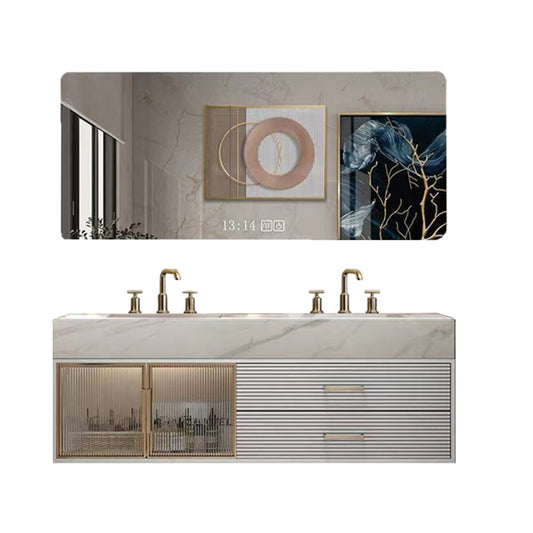 Modern Wall-Mounted Vanity Sink Bathroom Vanity Cabinet with Mirror Cabinet Clearhalo 'Bathroom Remodel & Bathroom Fixtures' 'Bathroom Vanities' 'bathroom_vanities' 'Home Improvement' 'home_improvement' 'home_improvement_bathroom_vanities' 6849288