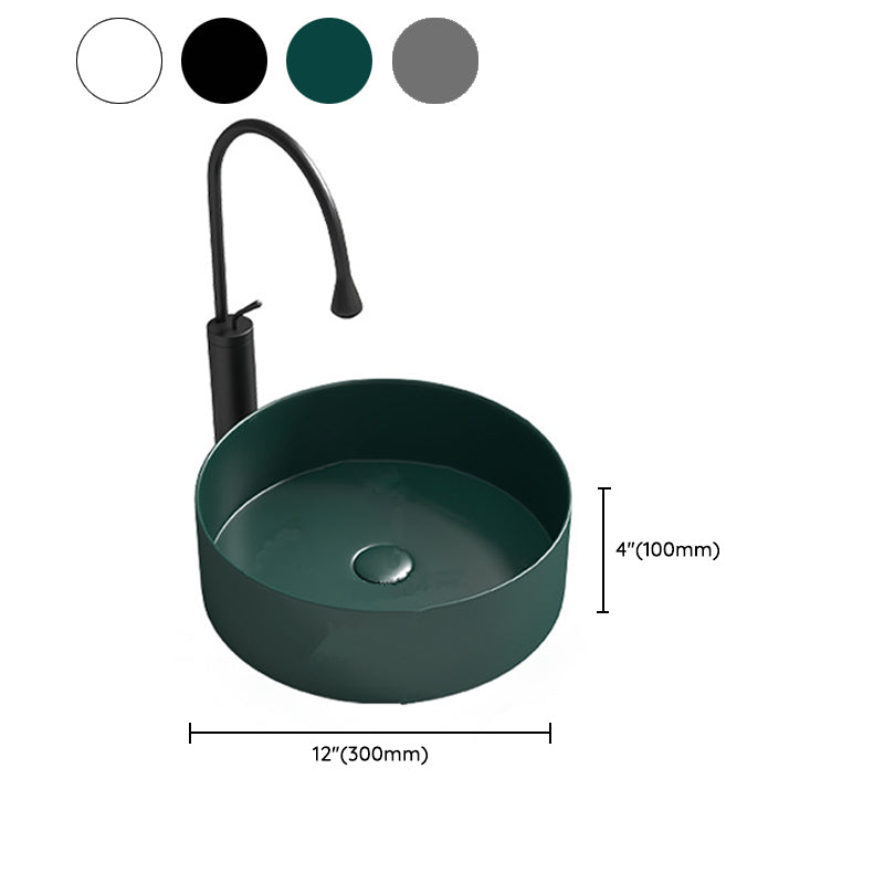 Modern Vessel Sink Round Porcelain with Faucet Vessel Lavatory Sink Clearhalo 'Bathroom Remodel & Bathroom Fixtures' 'Bathroom Sinks & Faucet Components' 'Bathroom Sinks' 'bathroom_sink' 'Home Improvement' 'home_improvement' 'home_improvement_bathroom_sink' 6849400
