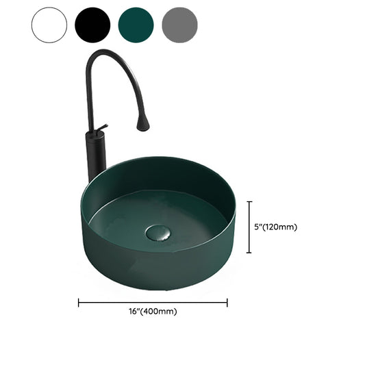 Modern Vessel Sink Round Porcelain with Faucet Vessel Lavatory Sink Clearhalo 'Bathroom Remodel & Bathroom Fixtures' 'Bathroom Sinks & Faucet Components' 'Bathroom Sinks' 'bathroom_sink' 'Home Improvement' 'home_improvement' 'home_improvement_bathroom_sink' 6849402