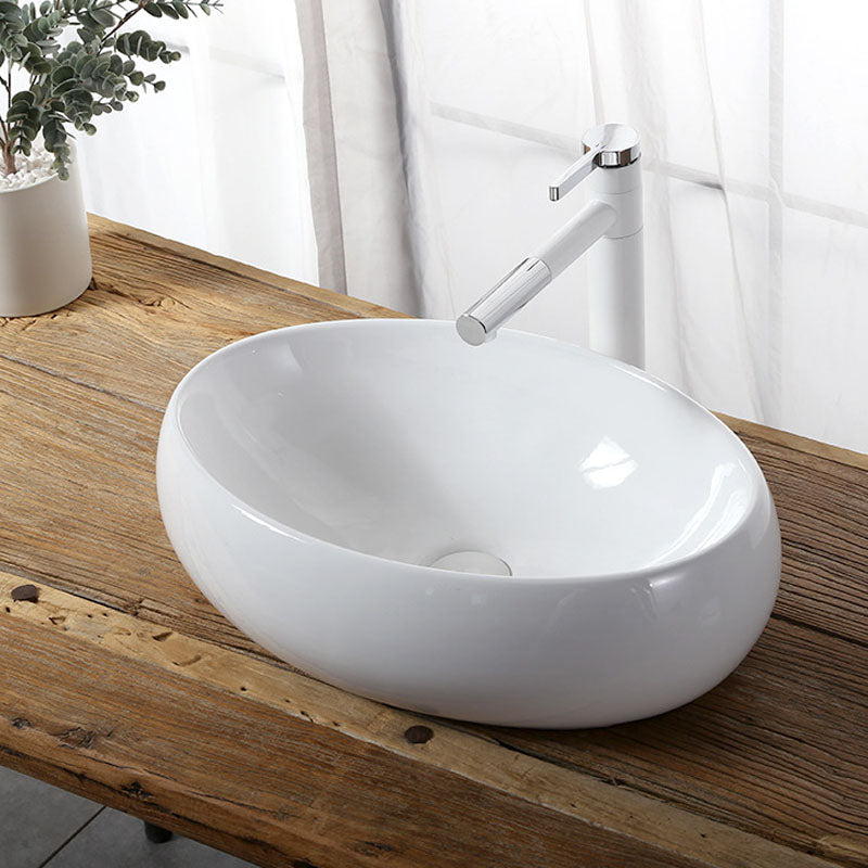 Modern Vessel Bathroom Sink Rectangular Porcelain Drain Vessel Sink(Not Included Faucet) 23.6"L x 15.7"W x 5.9"H Clearhalo 'Bathroom Remodel & Bathroom Fixtures' 'Bathroom Sinks & Faucet Components' 'Bathroom Sinks' 'bathroom_sink' 'Home Improvement' 'home_improvement' 'home_improvement_bathroom_sink' 6849404