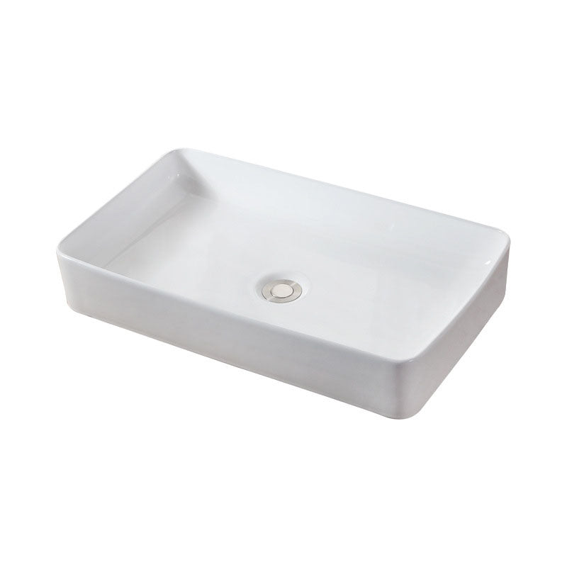 Modern Vessel Bathroom Sink Rectangular Porcelain Drain Vessel Sink(Not Included Faucet) Clearhalo 'Bathroom Remodel & Bathroom Fixtures' 'Bathroom Sinks & Faucet Components' 'Bathroom Sinks' 'bathroom_sink' 'Home Improvement' 'home_improvement' 'home_improvement_bathroom_sink' 6849412