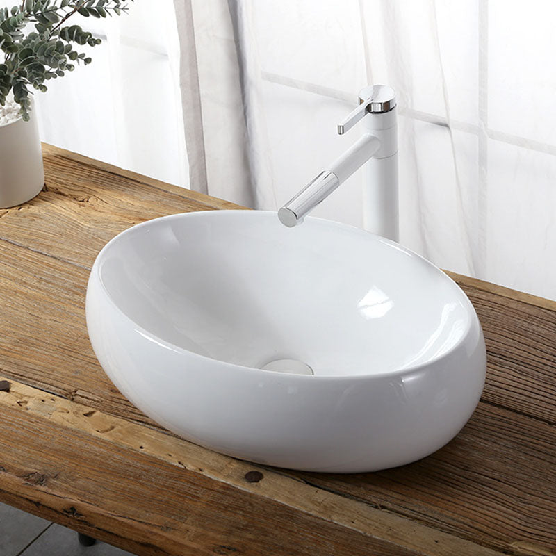 Modern Vessel Bathroom Sink Rectangular Porcelain Drain Vessel Sink(Not Included Faucet) Clearhalo 'Bathroom Remodel & Bathroom Fixtures' 'Bathroom Sinks & Faucet Components' 'Bathroom Sinks' 'bathroom_sink' 'Home Improvement' 'home_improvement' 'home_improvement_bathroom_sink' 6849414