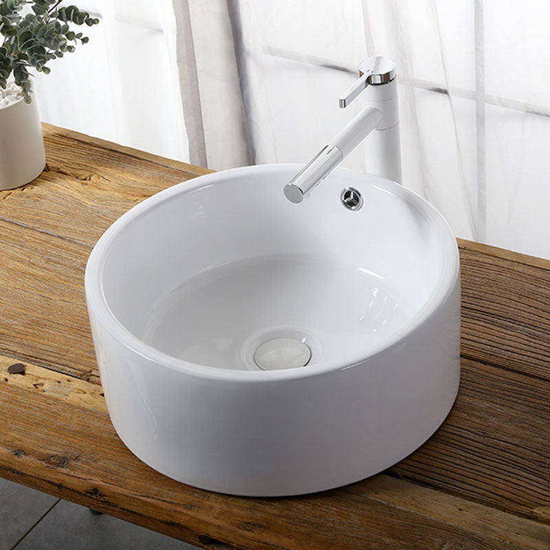 Modern Vessel Bathroom Sink Rectangular Porcelain Drain Vessel Sink(Not Included Faucet) 16.5"L x 16.5"W x 6.7"H Clearhalo 'Bathroom Remodel & Bathroom Fixtures' 'Bathroom Sinks & Faucet Components' 'Bathroom Sinks' 'bathroom_sink' 'Home Improvement' 'home_improvement' 'home_improvement_bathroom_sink' 6849417