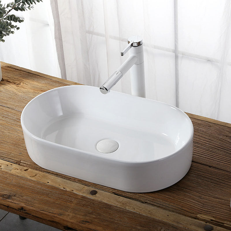 Modern Vessel Bathroom Sink Rectangular Porcelain Drain Vessel Sink(Not Included Faucet) Clearhalo 'Bathroom Remodel & Bathroom Fixtures' 'Bathroom Sinks & Faucet Components' 'Bathroom Sinks' 'bathroom_sink' 'Home Improvement' 'home_improvement' 'home_improvement_bathroom_sink' 6849419