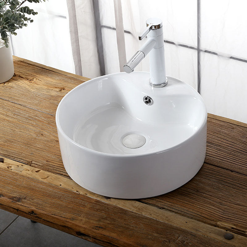 Modern Vessel Bathroom Sink Rectangular Porcelain Drain Vessel Sink(Not Included Faucet) 16"L x 16"W x 6"H Clearhalo 'Bathroom Remodel & Bathroom Fixtures' 'Bathroom Sinks & Faucet Components' 'Bathroom Sinks' 'bathroom_sink' 'Home Improvement' 'home_improvement' 'home_improvement_bathroom_sink' 6849420