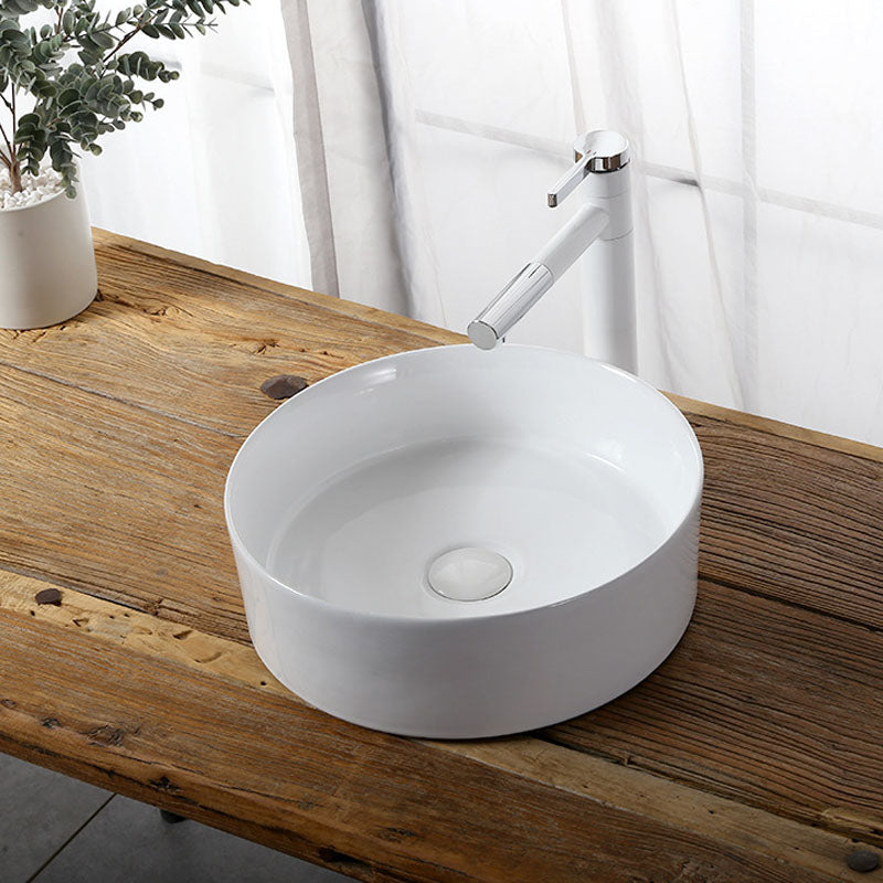 Modern Vessel Bathroom Sink Rectangular Porcelain Drain Vessel Sink(Not Included Faucet) 14"L x 14"W x 5"H Clearhalo 'Bathroom Remodel & Bathroom Fixtures' 'Bathroom Sinks & Faucet Components' 'Bathroom Sinks' 'bathroom_sink' 'Home Improvement' 'home_improvement' 'home_improvement_bathroom_sink' 6849443