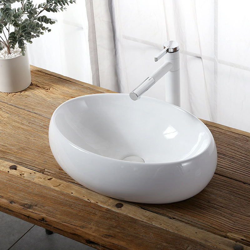 Modern Vessel Bathroom Sink Rectangular Porcelain Drain Vessel Sink(Not Included Faucet) 19"L x 13"W x 6"H Clearhalo 'Bathroom Remodel & Bathroom Fixtures' 'Bathroom Sinks & Faucet Components' 'Bathroom Sinks' 'bathroom_sink' 'Home Improvement' 'home_improvement' 'home_improvement_bathroom_sink' 6849445