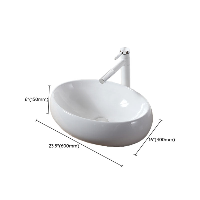 Modern Vessel Bathroom Sink Rectangular Porcelain Drain Vessel Sink(Not Included Faucet) Clearhalo 'Bathroom Remodel & Bathroom Fixtures' 'Bathroom Sinks & Faucet Components' 'Bathroom Sinks' 'bathroom_sink' 'Home Improvement' 'home_improvement' 'home_improvement_bathroom_sink' 6849449