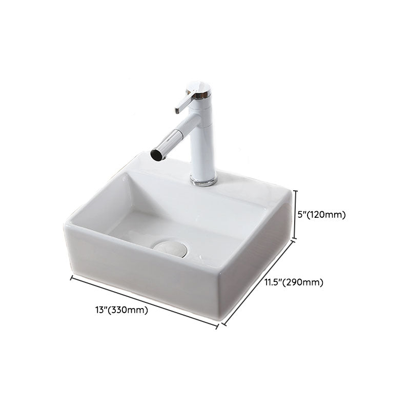 Modern Vessel Bathroom Sink Rectangular Porcelain Drain Vessel Sink(Not Included Faucet) Clearhalo 'Bathroom Remodel & Bathroom Fixtures' 'Bathroom Sinks & Faucet Components' 'Bathroom Sinks' 'bathroom_sink' 'Home Improvement' 'home_improvement' 'home_improvement_bathroom_sink' 6849451