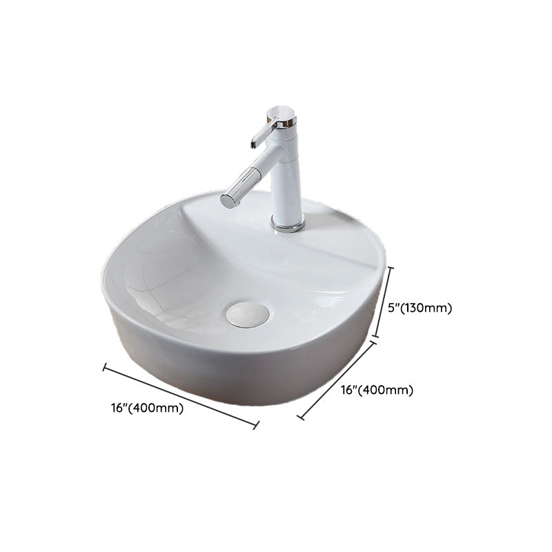 Modern Vessel Bathroom Sink Rectangular Porcelain Drain Vessel Sink(Not Included Faucet) Clearhalo 'Bathroom Remodel & Bathroom Fixtures' 'Bathroom Sinks & Faucet Components' 'Bathroom Sinks' 'bathroom_sink' 'Home Improvement' 'home_improvement' 'home_improvement_bathroom_sink' 6849452