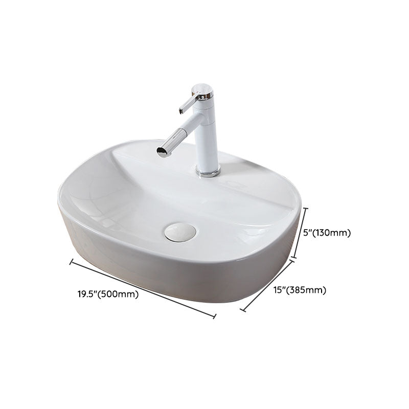 Modern Vessel Bathroom Sink Rectangular Porcelain Drain Vessel Sink(Not Included Faucet) Clearhalo 'Bathroom Remodel & Bathroom Fixtures' 'Bathroom Sinks & Faucet Components' 'Bathroom Sinks' 'bathroom_sink' 'Home Improvement' 'home_improvement' 'home_improvement_bathroom_sink' 6849454