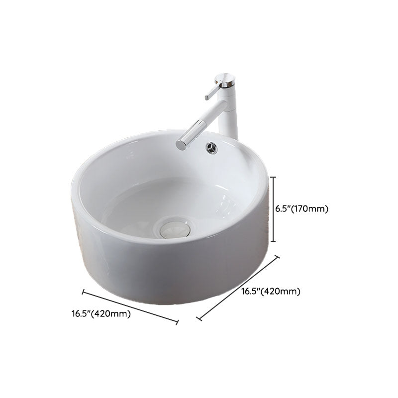 Modern Vessel Bathroom Sink Rectangular Porcelain Drain Vessel Sink(Not Included Faucet) Clearhalo 'Bathroom Remodel & Bathroom Fixtures' 'Bathroom Sinks & Faucet Components' 'Bathroom Sinks' 'bathroom_sink' 'Home Improvement' 'home_improvement' 'home_improvement_bathroom_sink' 6849456