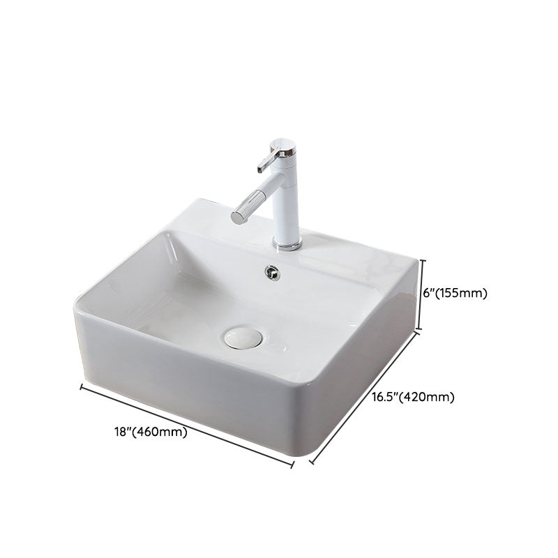 Modern Vessel Bathroom Sink Rectangular Porcelain Drain Vessel Sink(Not Included Faucet) Clearhalo 'Bathroom Remodel & Bathroom Fixtures' 'Bathroom Sinks & Faucet Components' 'Bathroom Sinks' 'bathroom_sink' 'Home Improvement' 'home_improvement' 'home_improvement_bathroom_sink' 6849461