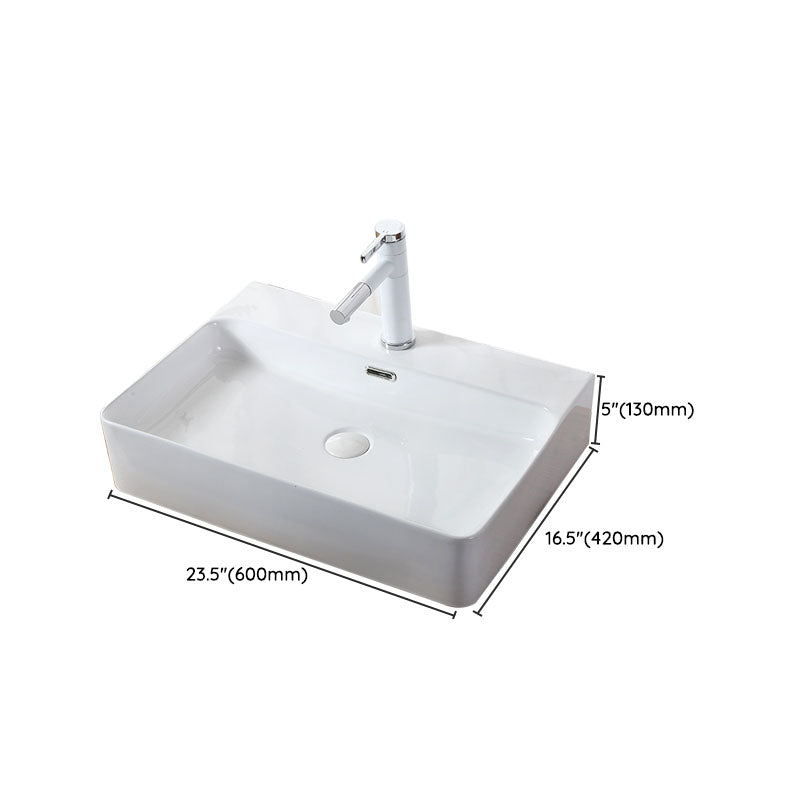 Modern Vessel Bathroom Sink Rectangular Porcelain Drain Vessel Sink(Not Included Faucet) Clearhalo 'Bathroom Remodel & Bathroom Fixtures' 'Bathroom Sinks & Faucet Components' 'Bathroom Sinks' 'bathroom_sink' 'Home Improvement' 'home_improvement' 'home_improvement_bathroom_sink' 6849462