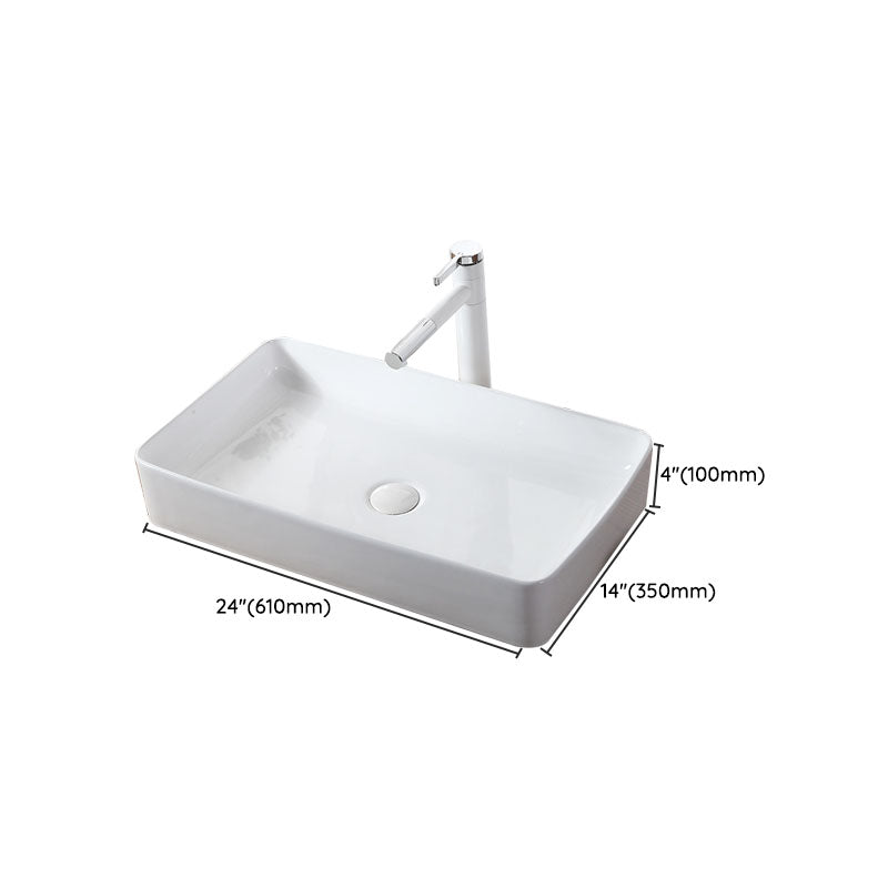 Modern Vessel Bathroom Sink Rectangular Porcelain Drain Vessel Sink(Not Included Faucet) Clearhalo 'Bathroom Remodel & Bathroom Fixtures' 'Bathroom Sinks & Faucet Components' 'Bathroom Sinks' 'bathroom_sink' 'Home Improvement' 'home_improvement' 'home_improvement_bathroom_sink' 6849465