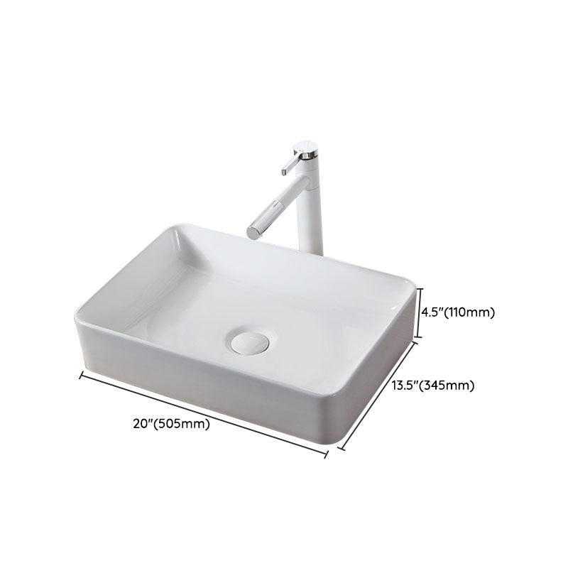 Modern Vessel Bathroom Sink Rectangular Porcelain Drain Vessel Sink(Not Included Faucet) Clearhalo 'Bathroom Remodel & Bathroom Fixtures' 'Bathroom Sinks & Faucet Components' 'Bathroom Sinks' 'bathroom_sink' 'Home Improvement' 'home_improvement' 'home_improvement_bathroom_sink' 6849466