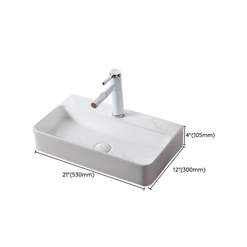 Modern Vessel Bathroom Sink Rectangular Porcelain Drain Vessel Sink(Not Included Faucet) Clearhalo 'Bathroom Remodel & Bathroom Fixtures' 'Bathroom Sinks & Faucet Components' 'Bathroom Sinks' 'bathroom_sink' 'Home Improvement' 'home_improvement' 'home_improvement_bathroom_sink' 6849467