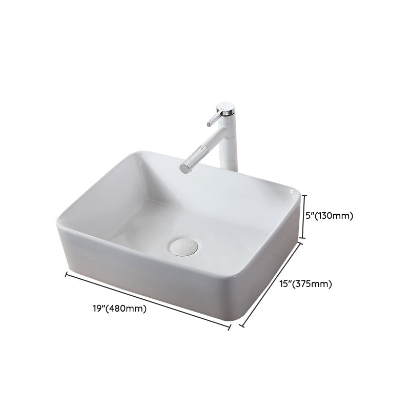 Modern Vessel Bathroom Sink Rectangular Porcelain Drain Vessel Sink(Not Included Faucet) Clearhalo 'Bathroom Remodel & Bathroom Fixtures' 'Bathroom Sinks & Faucet Components' 'Bathroom Sinks' 'bathroom_sink' 'Home Improvement' 'home_improvement' 'home_improvement_bathroom_sink' 6849472