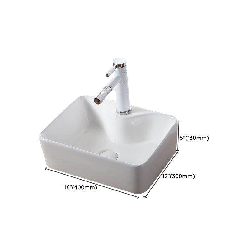 Modern Vessel Bathroom Sink Rectangular Porcelain Drain Vessel Sink(Not Included Faucet) Clearhalo 'Bathroom Remodel & Bathroom Fixtures' 'Bathroom Sinks & Faucet Components' 'Bathroom Sinks' 'bathroom_sink' 'Home Improvement' 'home_improvement' 'home_improvement_bathroom_sink' 6849474
