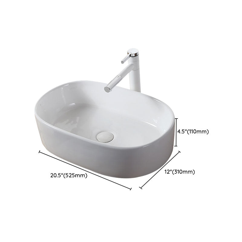 Modern Vessel Bathroom Sink Rectangular Porcelain Drain Vessel Sink(Not Included Faucet) Clearhalo 'Bathroom Remodel & Bathroom Fixtures' 'Bathroom Sinks & Faucet Components' 'Bathroom Sinks' 'bathroom_sink' 'Home Improvement' 'home_improvement' 'home_improvement_bathroom_sink' 6849476