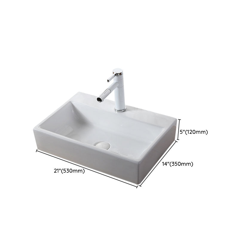 Modern Vessel Bathroom Sink Rectangular Porcelain Drain Vessel Sink(Not Included Faucet) Clearhalo 'Bathroom Remodel & Bathroom Fixtures' 'Bathroom Sinks & Faucet Components' 'Bathroom Sinks' 'bathroom_sink' 'Home Improvement' 'home_improvement' 'home_improvement_bathroom_sink' 6849483