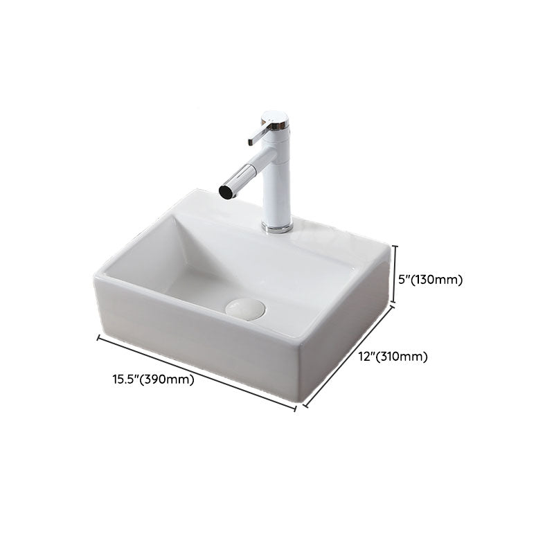 Modern Vessel Bathroom Sink Rectangular Porcelain Drain Vessel Sink(Not Included Faucet) Clearhalo 'Bathroom Remodel & Bathroom Fixtures' 'Bathroom Sinks & Faucet Components' 'Bathroom Sinks' 'bathroom_sink' 'Home Improvement' 'home_improvement' 'home_improvement_bathroom_sink' 6849484