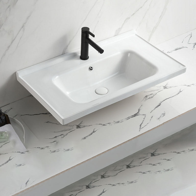 Modern Vessel Sink Rectangular Porcelain Drop-in Bathroom Sink(Not Included Faucet) 39"L x 19"W x 5"H Clearhalo 'Bathroom Remodel & Bathroom Fixtures' 'Bathroom Sinks & Faucet Components' 'Bathroom Sinks' 'bathroom_sink' 'Home Improvement' 'home_improvement' 'home_improvement_bathroom_sink' 6849486