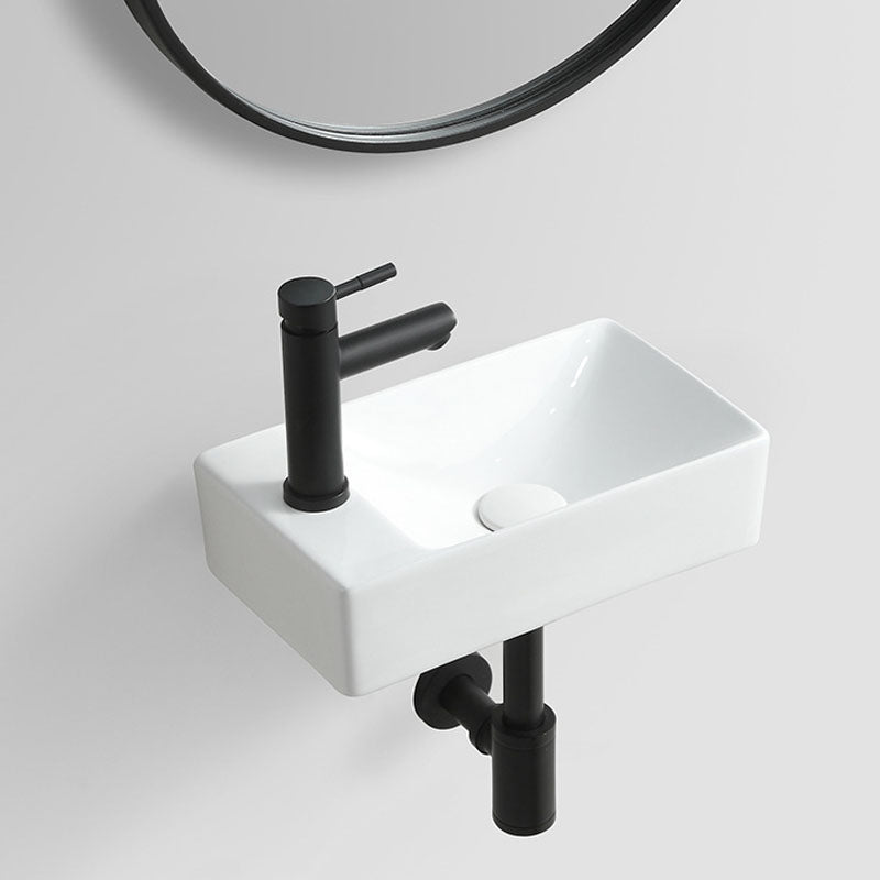 Modern Vessel Sink Rectangular Porcelain Wall Mount Bathroom Sink(Not Included Faucet) 15"L x 9"W x 4"H Clearhalo 'Bathroom Remodel & Bathroom Fixtures' 'Bathroom Sinks & Faucet Components' 'Bathroom Sinks' 'bathroom_sink' 'Home Improvement' 'home_improvement' 'home_improvement_bathroom_sink' 6849525