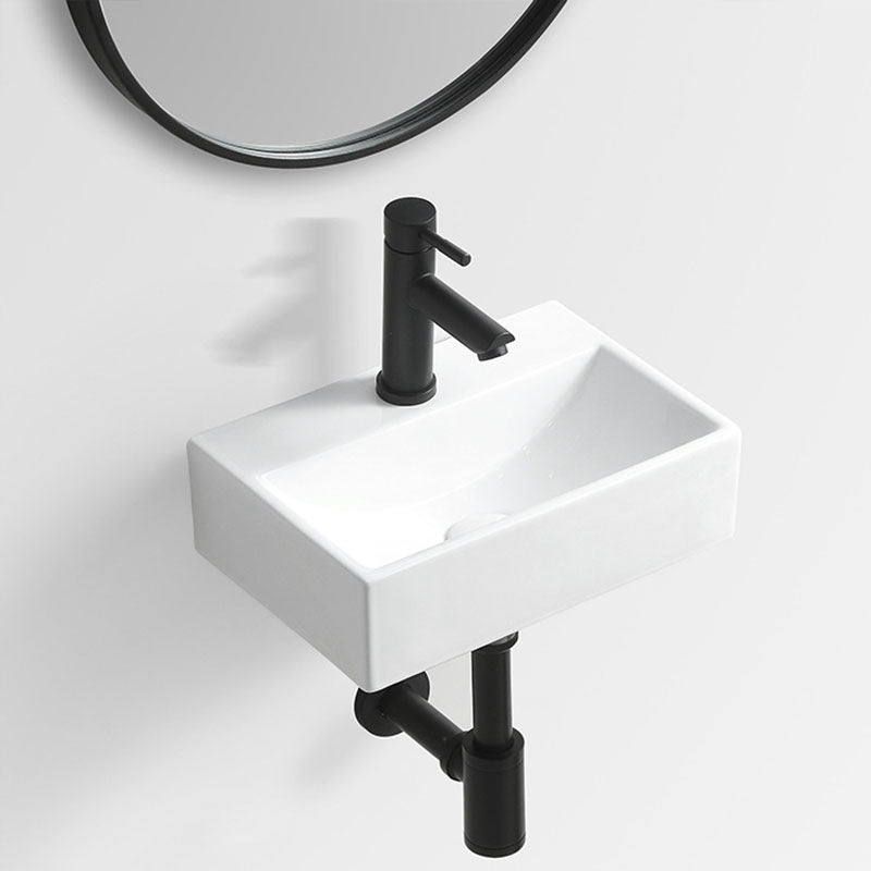 Modern Vessel Sink Rectangular Porcelain Wall Mount Bathroom Sink(Not Included Faucet) Clearhalo 'Bathroom Remodel & Bathroom Fixtures' 'Bathroom Sinks & Faucet Components' 'Bathroom Sinks' 'bathroom_sink' 'Home Improvement' 'home_improvement' 'home_improvement_bathroom_sink' 6849528