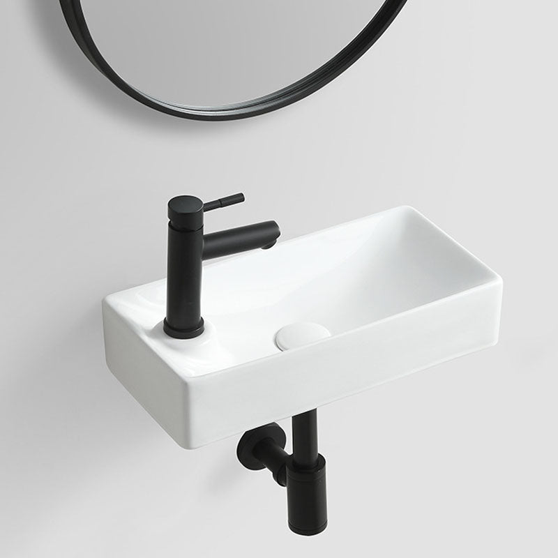 Modern Vessel Sink Rectangular Porcelain Wall Mount Bathroom Sink(Not Included Faucet) 18"L x 9"W x 4"H Clearhalo 'Bathroom Remodel & Bathroom Fixtures' 'Bathroom Sinks & Faucet Components' 'Bathroom Sinks' 'bathroom_sink' 'Home Improvement' 'home_improvement' 'home_improvement_bathroom_sink' 6849531