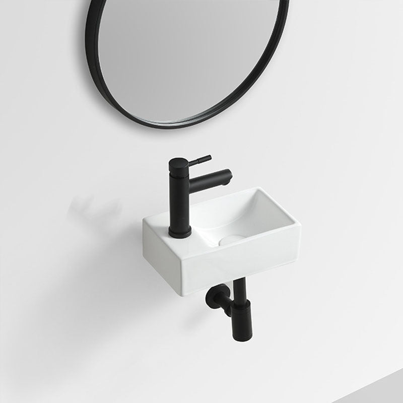 Modern Vessel Sink Rectangular Porcelain Wall Mount Bathroom Sink(Not Included Faucet) Clearhalo 'Bathroom Remodel & Bathroom Fixtures' 'Bathroom Sinks & Faucet Components' 'Bathroom Sinks' 'bathroom_sink' 'Home Improvement' 'home_improvement' 'home_improvement_bathroom_sink' 6849538