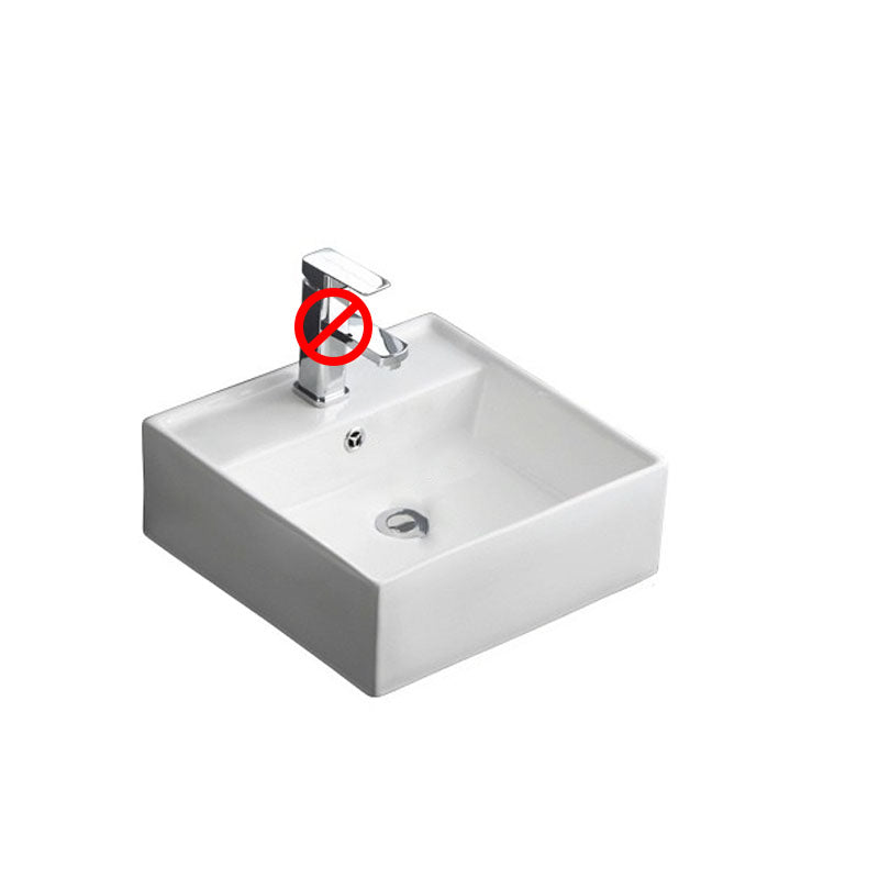 Classical White Bathroom Sink Porcelain Trough Bathroom Sink 16"L x 16"W x 6"H Sink Clearhalo 'Bathroom Remodel & Bathroom Fixtures' 'Bathroom Sinks & Faucet Components' 'Bathroom Sinks' 'bathroom_sink' 'Home Improvement' 'home_improvement' 'home_improvement_bathroom_sink' 6849630