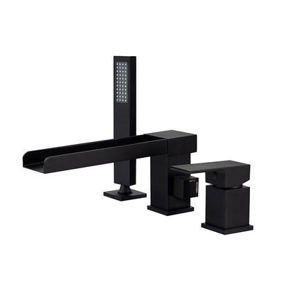 Traditional Roman Tub Faucet Trim Copper Lever Handle Waterfall Roman Tub Filler Black Clearhalo 'Bathroom Remodel & Bathroom Fixtures' 'Bathtub Faucets' 'bathtub_faucets' 'Home Improvement' 'home_improvement' 'home_improvement_bathtub_faucets' 6849648