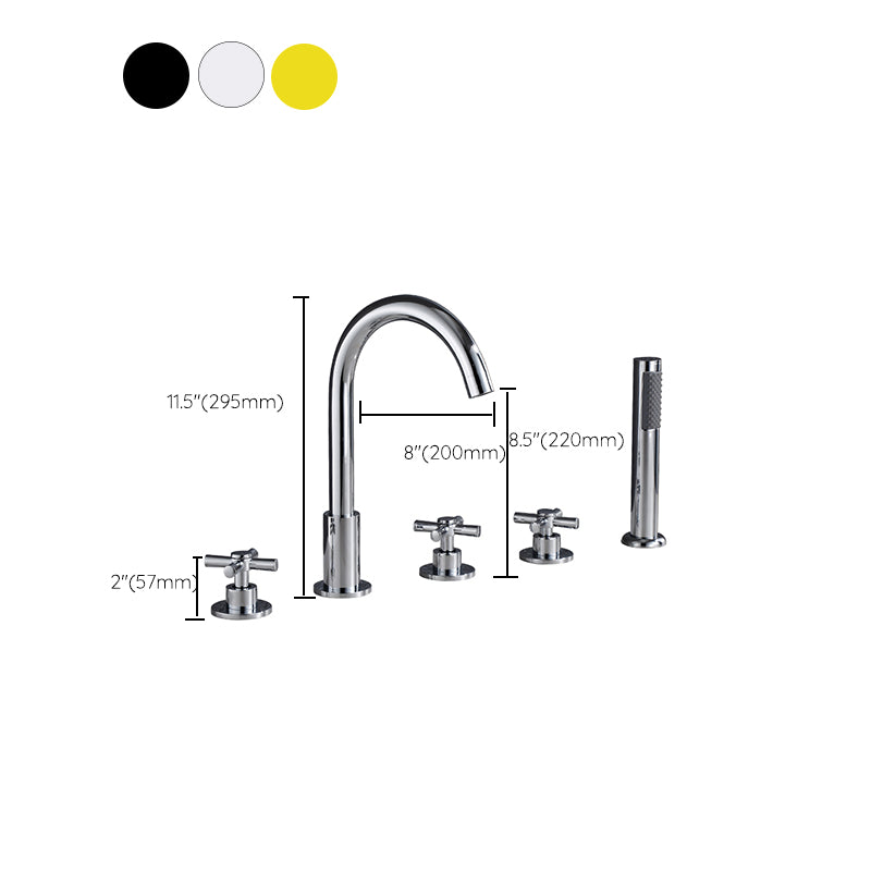 Traditional Roman Tub Faucet Set Copper Deck Mounted Triple Handle Roman Bathtub Faucet Clearhalo 'Bathroom Remodel & Bathroom Fixtures' 'Bathtub Faucets' 'bathtub_faucets' 'Home Improvement' 'home_improvement' 'home_improvement_bathtub_faucets' 6849670