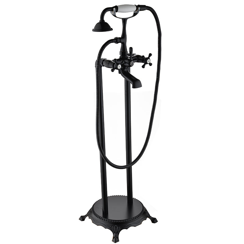 Traditional Style Freestanding Tub Filler Copper Floor Mount Freestanding Tub Filler Black Without Legs Clearhalo 'Bathroom Remodel & Bathroom Fixtures' 'Bathtub Faucets' 'bathtub_faucets' 'Home Improvement' 'home_improvement' 'home_improvement_bathtub_faucets' 6849677
