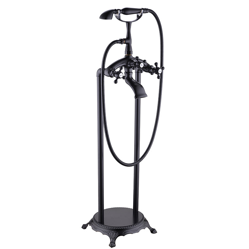 Traditional Style Freestanding Tub Filler Copper Floor Mount Freestanding Tub Filler Matte Black Without Legs Clearhalo 'Bathroom Remodel & Bathroom Fixtures' 'Bathtub Faucets' 'bathtub_faucets' 'Home Improvement' 'home_improvement' 'home_improvement_bathtub_faucets' 6849679