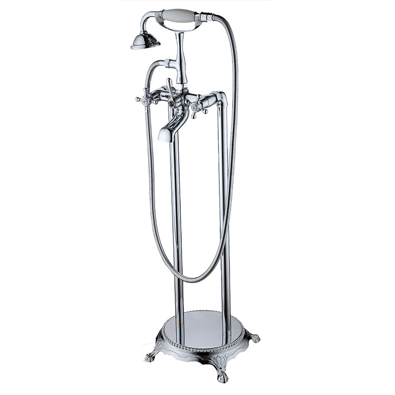 Traditional Style Freestanding Tub Filler Copper Floor Mount Freestanding Tub Filler Silver Without Legs Clearhalo 'Bathroom Remodel & Bathroom Fixtures' 'Bathtub Faucets' 'bathtub_faucets' 'Home Improvement' 'home_improvement' 'home_improvement_bathtub_faucets' 6849680